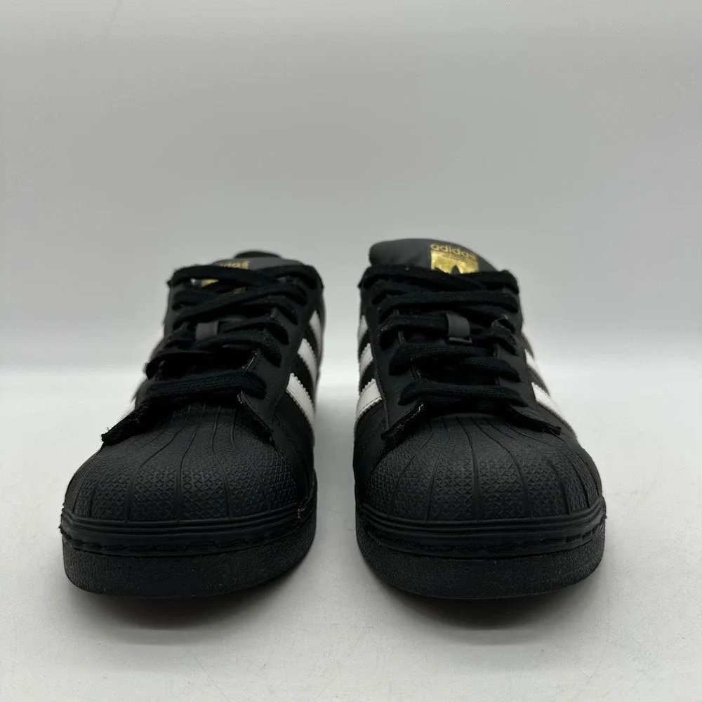Adidas B23642 Mens Size 7 BLK/White/Gold Superstar J Core Black Shell Toe Shoes